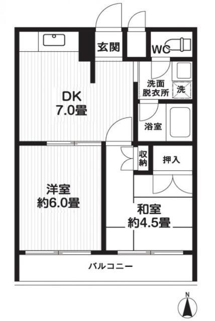 T′S GARDEN大島(2DK/7階)の間取り写真