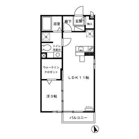 モナリエ平和台 I棟(1LDK/2階)の間取り写真