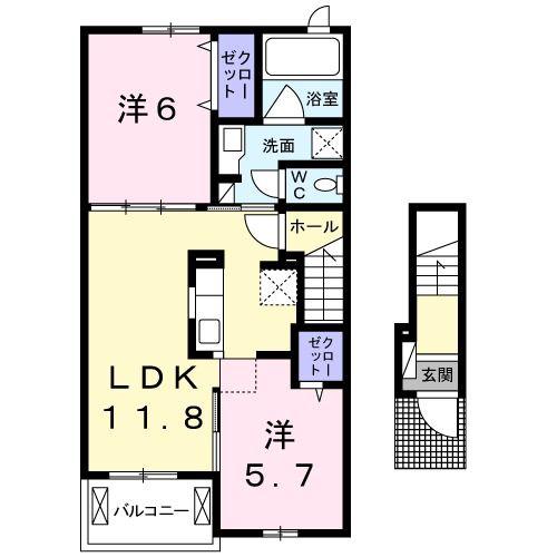 TURN BERRY(2LDK/2階)の間取り写真