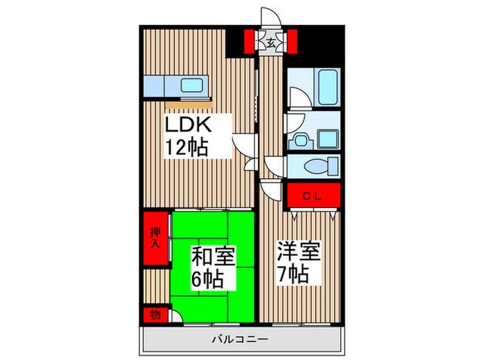 フクロクハイマンション3号館(2LDK/11階)の間取り写真