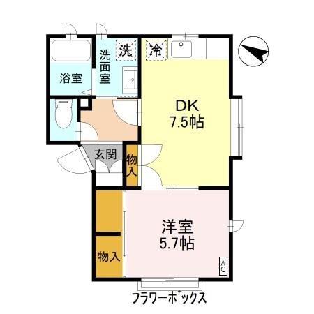 メゾン渚(1DK/1階)の間取り写真