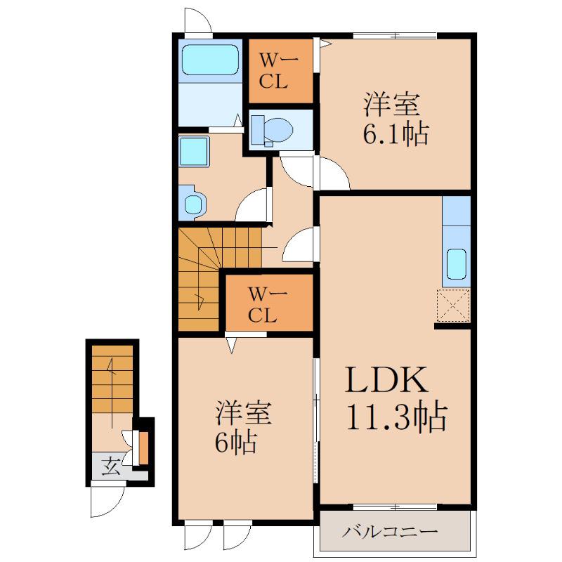 ポライトリーM・T(2LDK/2階)の間取り写真