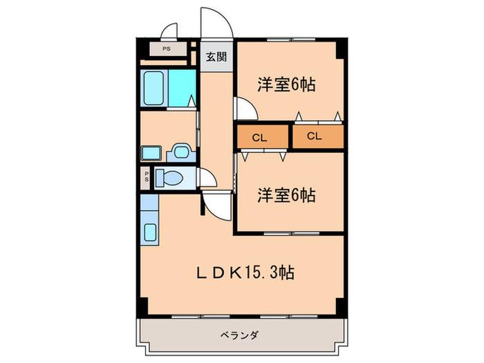 ウイングIII(2LDK/3階)の間取り写真