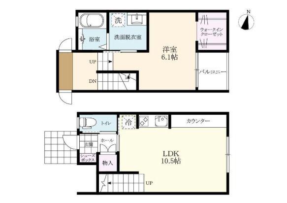 ラ・メール本庄(1LDK/1階)の間取り写真
