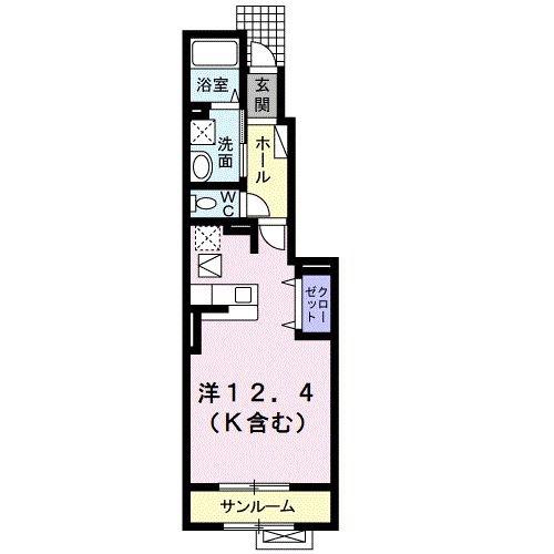 カーサ フルジェンテII(ワンルーム/1階)の間取り写真