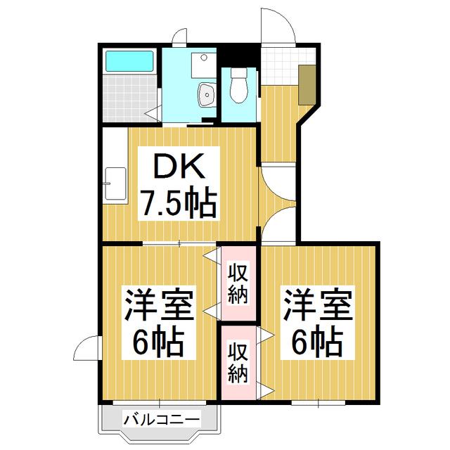コータ・コートA(2DK/1階)の間取り写真