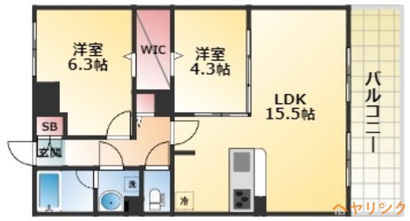 CASA NICO(2LDK/3階)の間取り写真