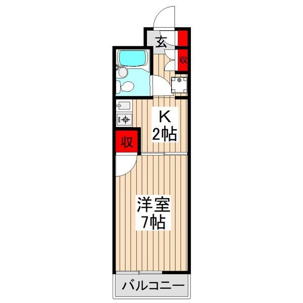 コモクレッセ(1K/2階)の間取り写真