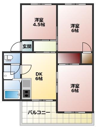 清見コーポ(3DK/2階)の間取り写真