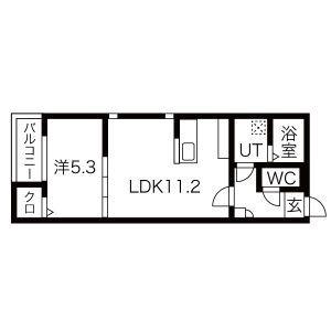 DELICA日比野(1LDK/1階)の間取り写真