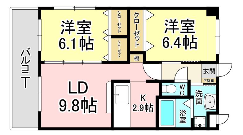 ロイヤルTK(2LDK/2階)の間取り写真