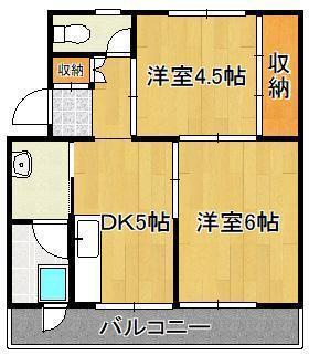 ビレッジハウス小倉南 1号棟(2DK/5階)の間取り写真