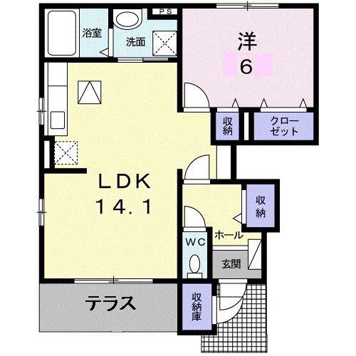 プラタナス(1LDK/1階)の間取り写真