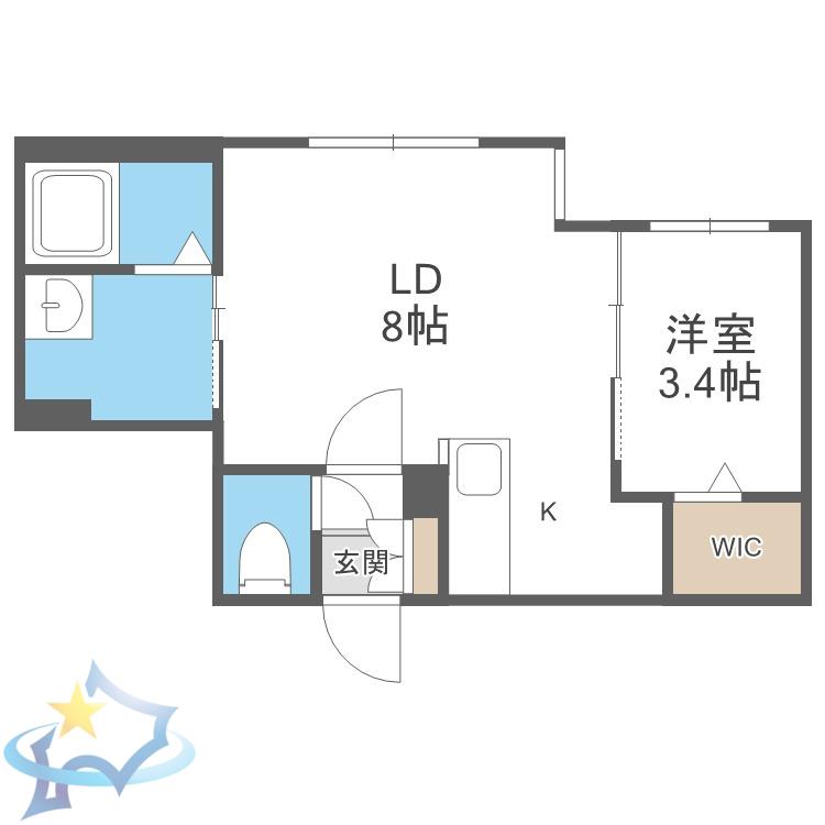 ライトベルー南9条ー(1LDK/1階)の間取り写真