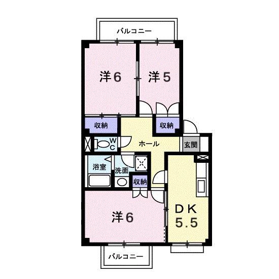 スクウェアガーデン緑井(3DK/2階)の間取り写真