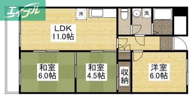 ヒカリホールディングスビル(3LDK/6階)の間取り写真