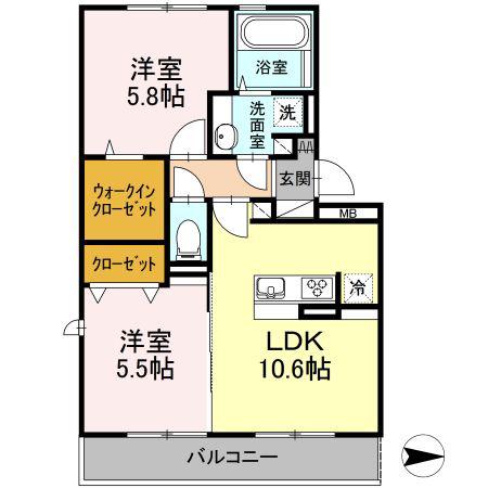 メロンハウスII(2LDK/3階)の間取り写真