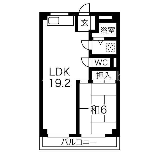 ハッピーコート駅南大路(1LDK/4階)の間取り写真