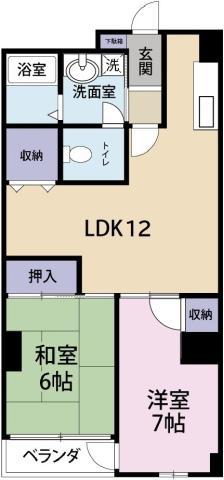 VISTA GRANDE 徳島駅前(2LDK/2階)の間取り写真