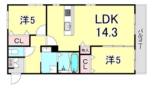 コンフォートプレイス(2LDK/2階)の間取り写真