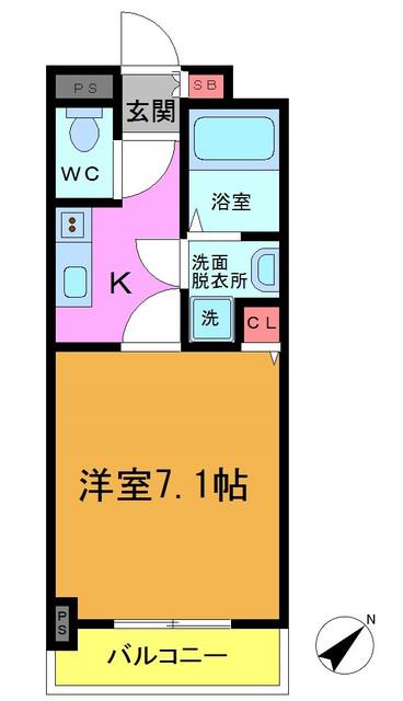 S PALM (1K/3階)の間取り写真