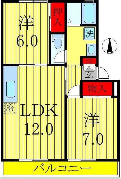アネックス南柏(2LDK/2階)の間取り写真