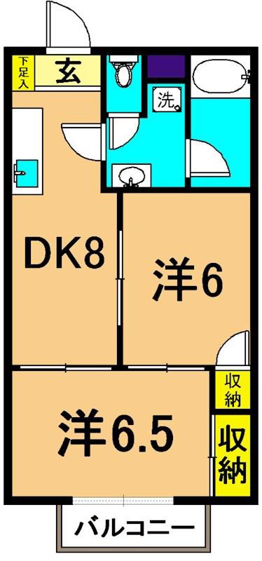 大井山中マンション(2DK/1階)の間取り写真