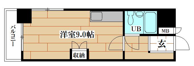 パレス三萩野(ワンルーム/8階)の間取り写真