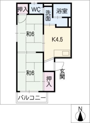 フォーブルみたけ(2K/2階)の間取り写真