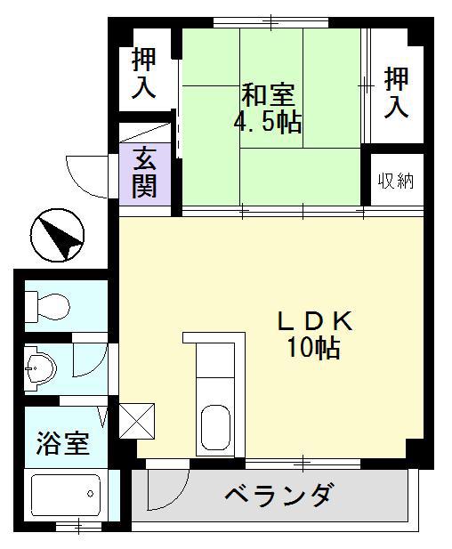 コーポイーストヒル(1LDK/2階)の間取り写真