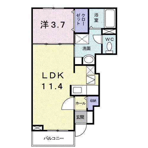 ライン・ララ(1LDK/1階)の間取り写真