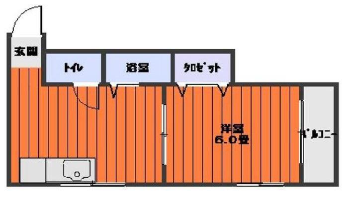 第11末廣コーポ(1DK/3階)の間取り写真