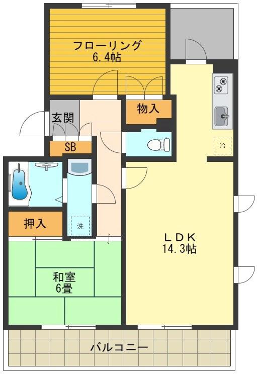ヴィラ・ウィステリア(2LDK/1階)の間取り写真
