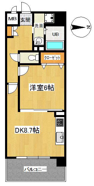 WEISS MAGNOLIA(1DK/6階)の間取り写真