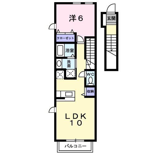 プランドール・フラット(1LDK/2階)の間取り写真