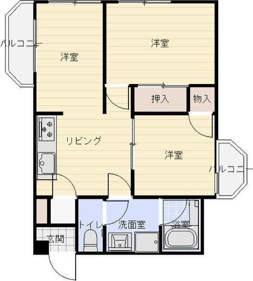 テラスレジデンス鳴海(3DK/8階)の間取り写真