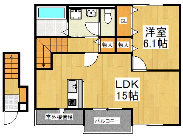 久米川町4丁目アパート(1LDK/2階)の間取り写真