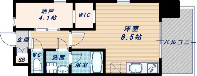レジディア新大阪(ワンルーム/12階)の間取り写真