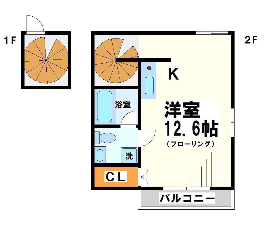 ツインコート(ワンルーム/2階)の間取り写真