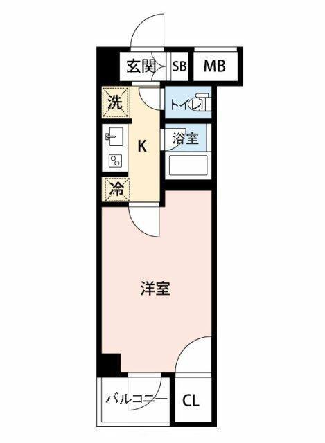 マイナビSTAYミライエモダン王子(1K/4階)の間取り写真