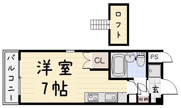 カルチェ・ブラン(ワンルーム/6階)の間取り写真