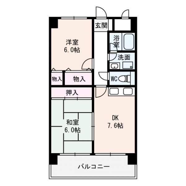 イーストヒル長田(2DK/2階)の間取り写真