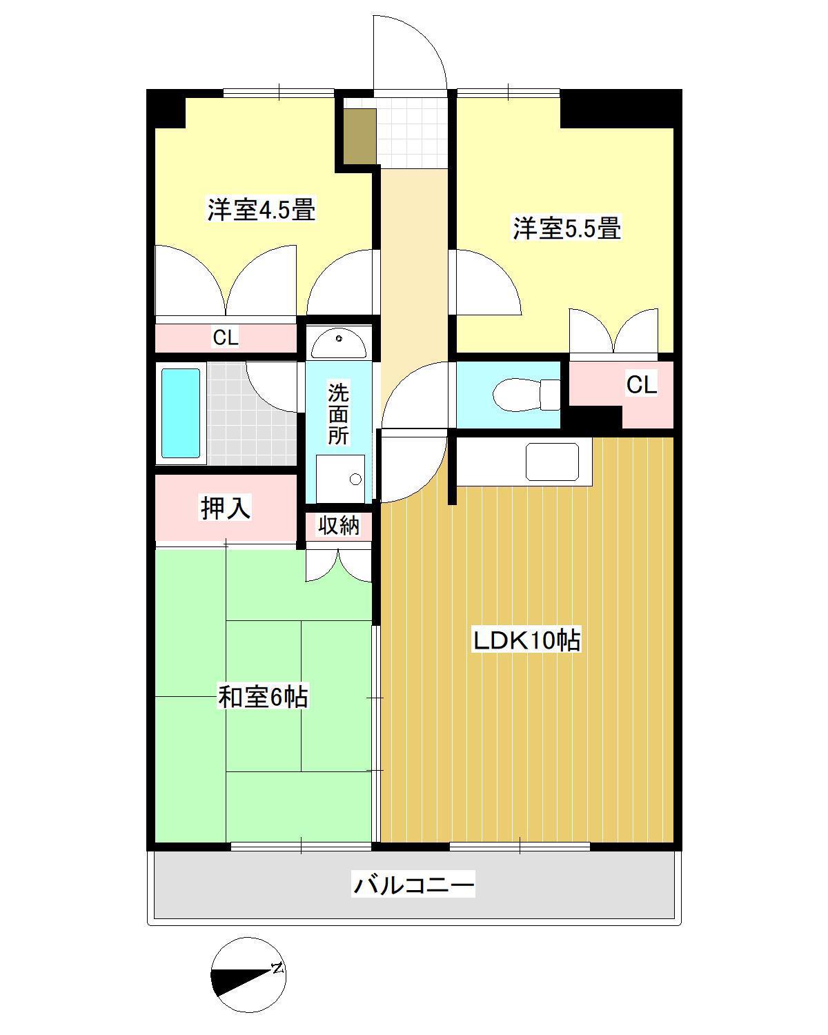 グリーンハイツ(3LDK/2階)の間取り写真