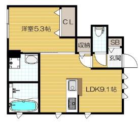 YOUR MAISON 瀬川(1LDK/1階)の間取り写真