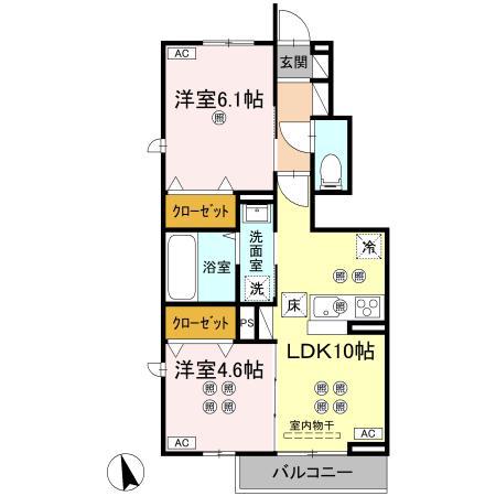 ローゼン太田(2LDK/1階)の間取り写真