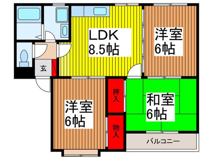 クレッセントパーク与野(3LDK/3階)の間取り写真
