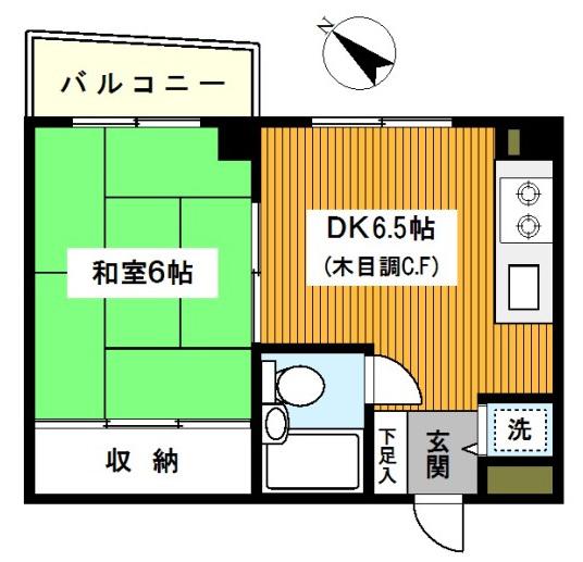 DORMITORY GOKOH(1DK/2階)の間取り写真