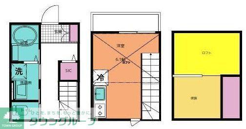 幕張町テラスハウス(1SK/1階)の間取り写真