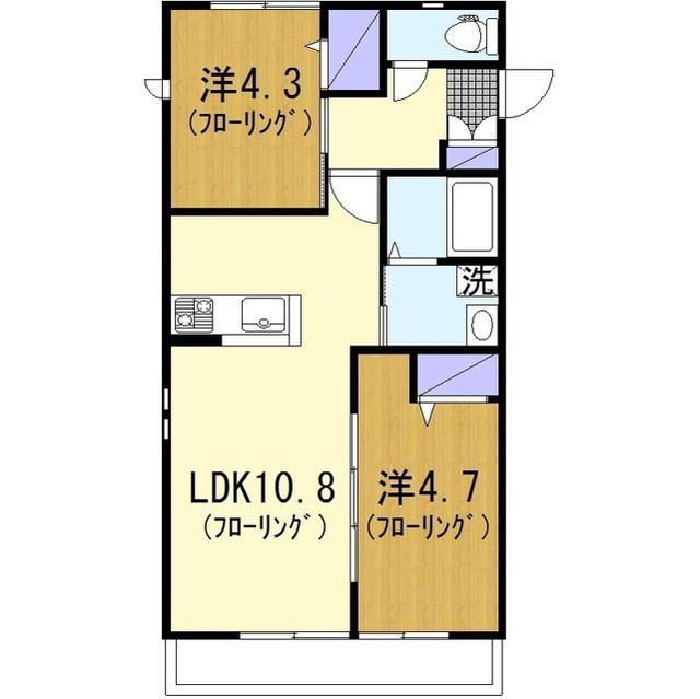 コーシュカII(2LDK/1階)の間取り写真