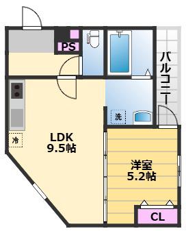 フジパレス岸和田駅前Ⅰ番館(1LDK/3階)の間取り写真